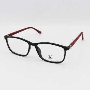 عکس از عینک طبی مستطیلی با فریم مشکی، TR-90 و دسته فنری و قرمز مدل T2714