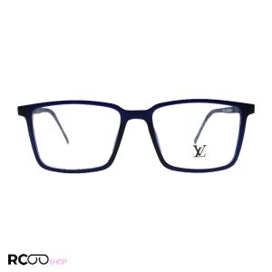 عکس از عینک طبی tr-90 با فریم سورمه ای، مربعی شکل و دسته فنری مدل t2701