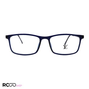 عکس از عینک طبی tr90 با فریم سورمه ای، مستطیلی شکل و دسته فنری مدل t2706