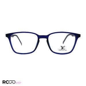 عکس از عینک طبی tr90 با فریم سورمه ای، مستطیلی شکل و دسته فنری مدل t2723