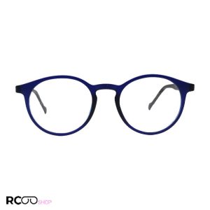 عکس از عینک طبی tr90 با فریم سرمه ای، دایره ای شکل و دسته فنری مدل tr77