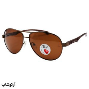 عکس از عینک آفتابی ریبن با فریم خلبانی، قهوه ای رنگ و عدسی پلاریزه و دسته فنری مدل P2049