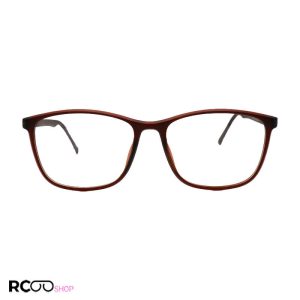 عکس از عینک طبی با فریم مستطیلی، قهوه ای رنگ، tr90 و دسته فنری مدل t2709