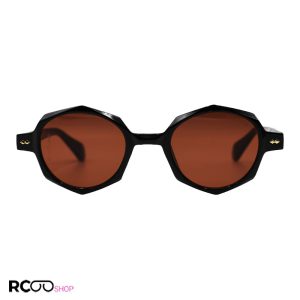 عکس از عینک آفتابی گرد با فریم قهوه‌ای تیره، طرح دار و لنز قهوه ای تیره moscot مدل 65014