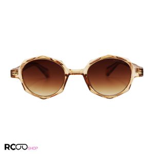 عکس از عینک آفتابی گرد با فریم رنگ عسلی، طرح دار و لنز قهوه ای هایلایت moscot مدل 65014