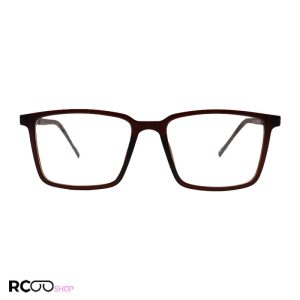 عکس از عینک طبی tr-90 با فریم قهوه ای، مربعی شکل و دسته فنری مدل t2701