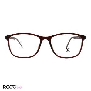 عکس از عینک طبی tr90 با فریم قهوه ای رنگ، مستطیلی و دسته فنری مدل t2707