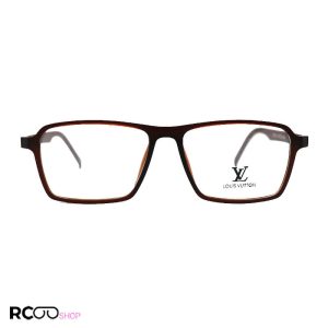 عکس از عینک طبی مربعی شکل با فریم قهوه ای رنگ، tr90 و دسته فنری مدل t2724
