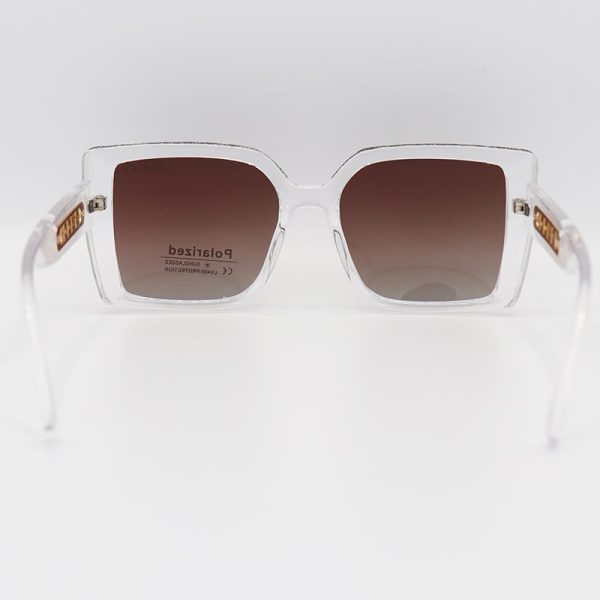 عکس از عینک آفتابی پلاریزه زنانه با فریم بی رنگ و شفاف و لنز قهوه ای گوچی مدل p7633