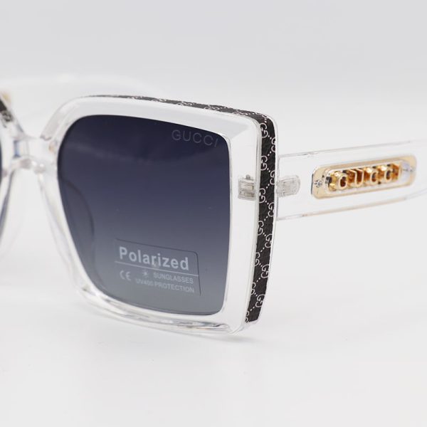 عکس از عینک آفتابی پلاریزه زنانه با فریم بی رنگ و شفاف و لنز دودی gucci مدل p7633