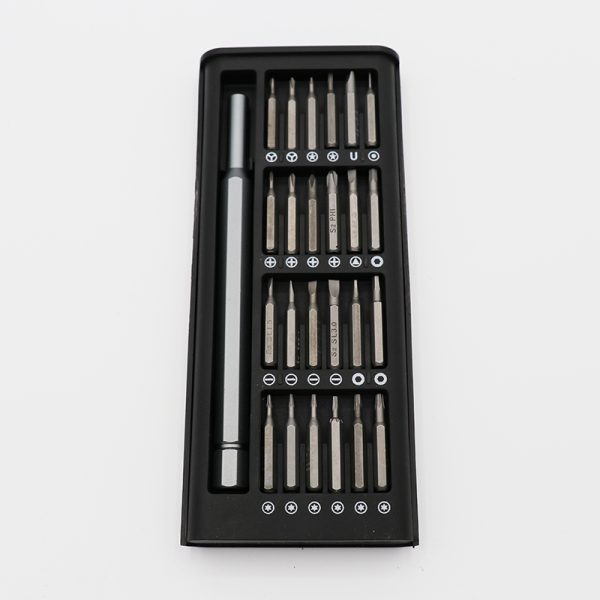 عکس از پک کامل پیچ گوشتی و مهره بند عینک با 24 نوع سری مختلف، رنگ نوک مدادی و مگنتی مدل 6024a