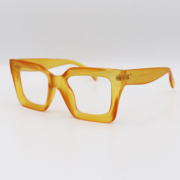 عکس از عینک سلین با فریم رنگ نارنجی مات و عدسی بی رنگ مدل 4s130