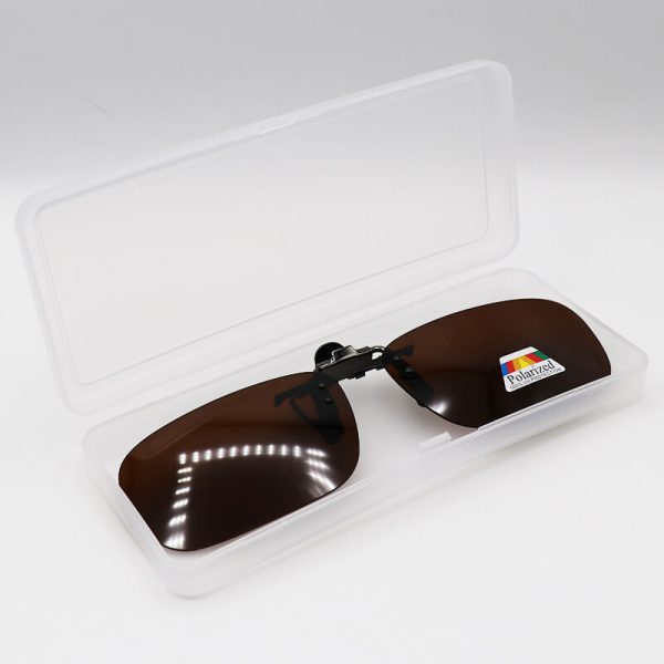 عکس از کاور آفتابی لنز عینک طبی با لنز قهوه ای، پلاریزه و گیره تمام فلزی (متوسط) مدل 992118