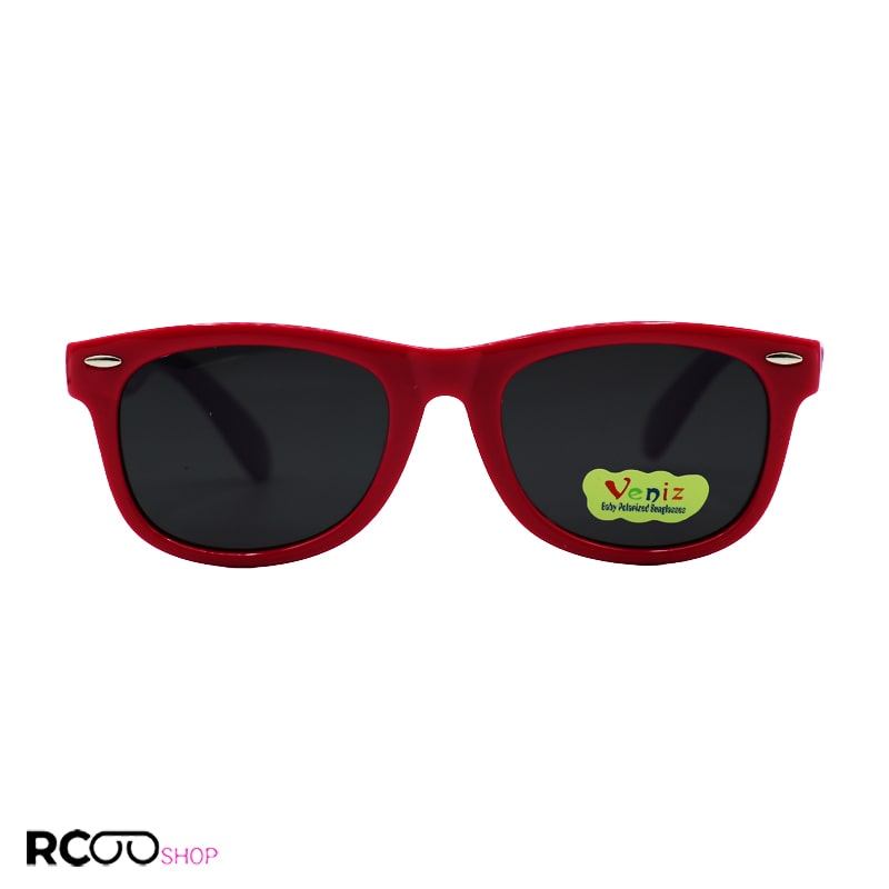 Red-Wayfrare-Frame-And-Purple-Handle-And-Dark-Polorized-Uv-Protection-Lens-Veniz-Sunglasses-Model-P5042-Pq-1 عکس از عینک آفتابی پلاریزه بچهگانه با فریم سرخابی رنگ و دسته بنفش مدل p5042