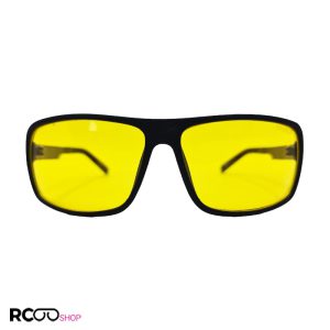 Yellow uv protection lens and black avitator frame and brown wooden handle deselz night view glasses model 98007 yl 1