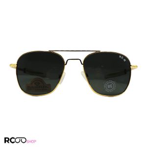 عکس از عینک آفتابی برند randolph با فریم طلایی و عدسی دودی شیشه ای مدل rze