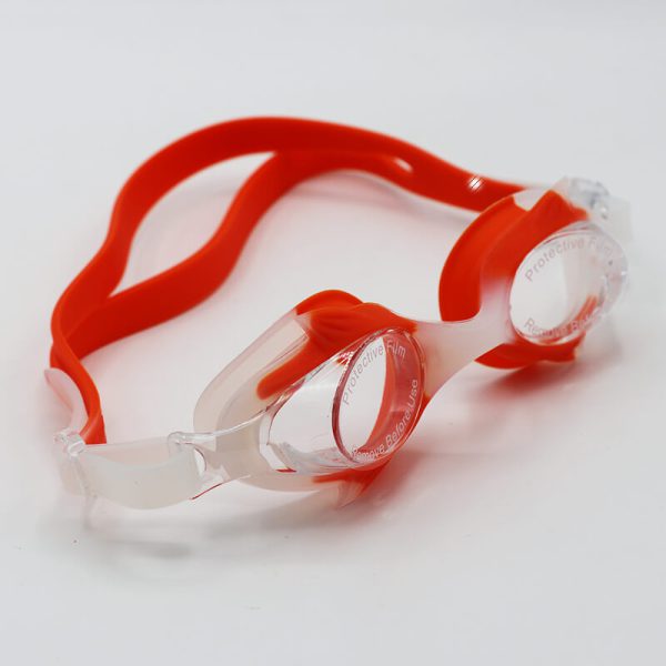 عکس از عینک شنا بچگانه با فریم و بند نارنجی، uv و anti-fog مدل 2175