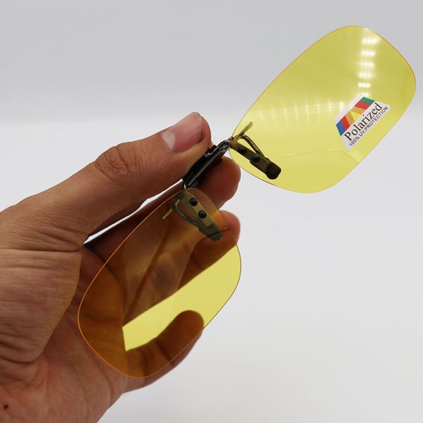 عکس از کاور آفتابی لنز عینک طبی با لنز زرد، پلاریزه و گیره تمام فلزی (متوسط) مدل 992115