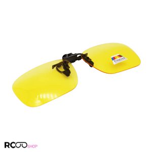 عکس از کاور آفتابی لنز عینک طبی با لنز زرد، پلاریزه و گیره تمام فلزی (بزرگ) مدل 992116