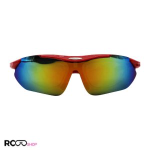 عکس از عینک ورزشی پلاریزه با فریم طبی، 5 کاوره و فریم و دسته قرمز رنگ مدل 0089-c10