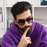 عینک افتابی خلبانی با فریم کائوچو پورشه دیزاین مدل L90 بر روی صورت محمدحسین ابراهیم زاده