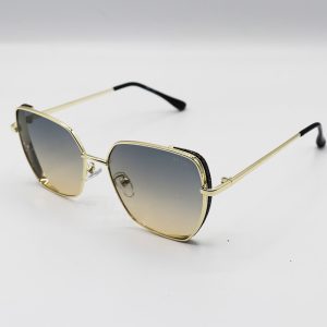 عکس از عینک آفتابی زنانه شاین دار با فریم طلایی و لنز دودی سایه روشن JIMMY CHOO مدل 28017