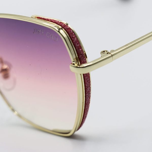 عکس از عینک آفتابی زنانه شاین دار با فریم طلایی و لنز صورتی جیمی چو مدل 28017