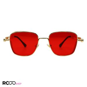 عکس از عینک شب dior با طرح پیچ و فنر، فریم طلایی و عدسی قرمز رنگ مدل 8047