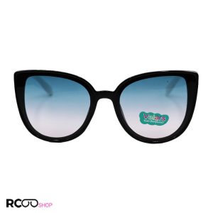عکس از عینک آفتابی بچه‌گانه با فریم مشکی، دسته سفید و عدسی دو رنگ مدل 3089