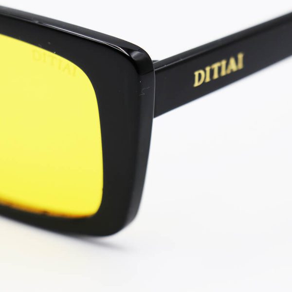 عکس از عینک دید در شب با فریم مستطیلی شکل، مشکی رنگ و لنز زرد ditiai مدل 3167