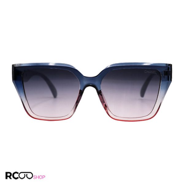 عکس از عینک آفتابی شنل زنانه با فریم دو رنگ، ویفرر و دسته طوسی رنگ مدل 88036