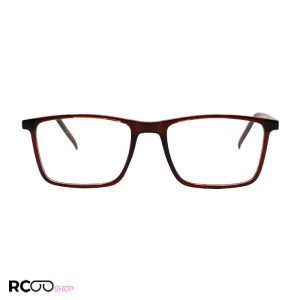 عکس از عینک طبی با فریم قهوه ای رنگ، مستطیلی و tr90 برند سها sooha مدل 123