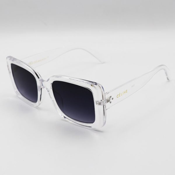عکس از عینک آفتابی celine با فریم مربعی شکل، بی رنگ، شفاف و لنز دودی مدل 7228
