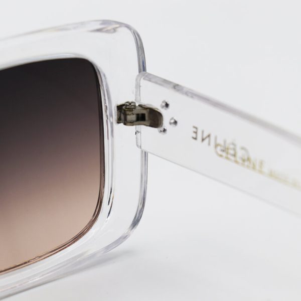 عکس از عینک آفتابی سلین مربعی با فریم بی رنگ، شفاف و عدسی قهوه ای مدل 7228