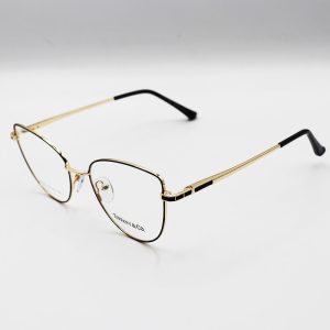 عکس از عینک طبی گربه ای با فریم فلزی، طلایی و سیاه رنگ برند Tiffany & Co مدل 8355