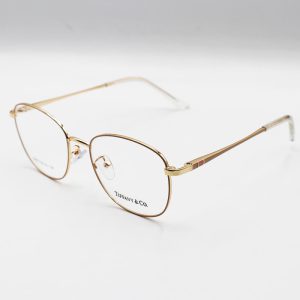 عکس از عینک طبی گرد با فریم فلزی، طلایی رنگ برند Tiffany & Co مدل 8349