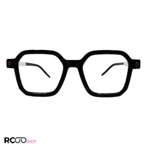 عکس از عینک طبی مربعی شکل با فریم مشکی رنگ، نقطه ای و دسته مدادی marc jacobs مدل nog01