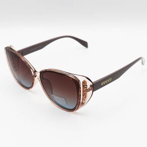 عکس از عینک آفتابی زنانه GUCCI با فریم گربه ای، عسلی و لنز پلاریزه و قهوه ای مدل P2286