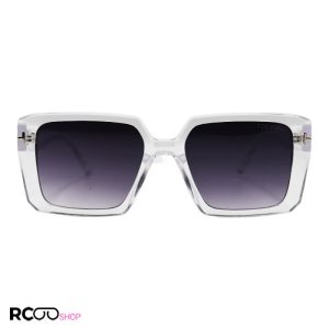 عکس از عینک آفتابی tom ford با فریم شفاف، بی رنگ، مربعی شکل و عدسی تیره مدل 7276
