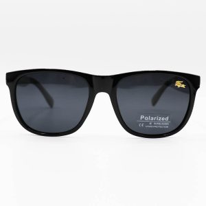 عکس از عینک آفتابی LACOSTE با فریم ویفرر، رنگ مشکی براق و عدسی دودی تیره و پلاریزه مدل WY2711
