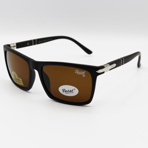 عکس از عینک آفتابی پرسل با فریم قهوه‌ای، مستطیلی شکل، لنز سنگ، قهوه ای و آنتی رفلکس مدل 2802g