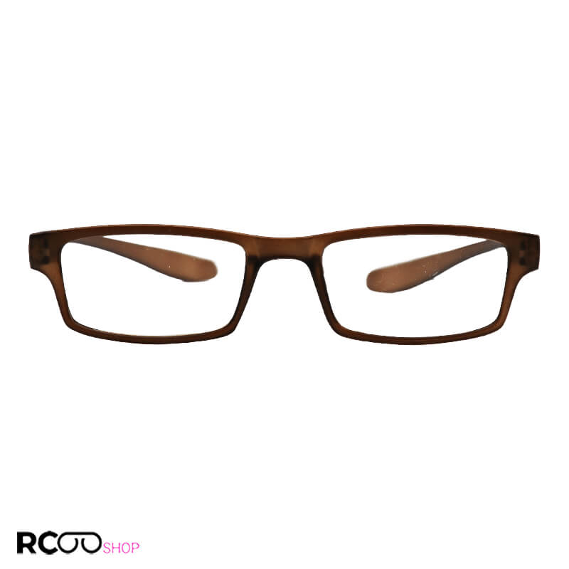 Brown-Rectangular-Frame-Eyewear-Model-33003-6-Br-1 عکس از عینک مطالعه رو گردنی قهوه ای رنگ، کائوچو، مستطیلی و دسته فنری مدل 33003-6