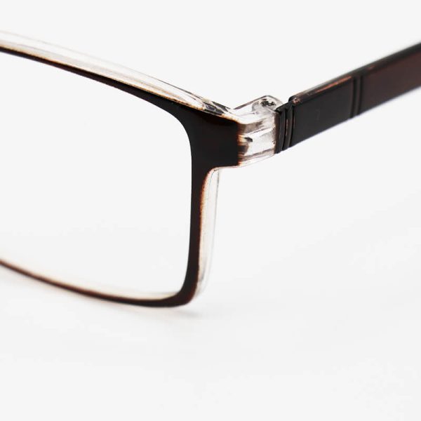 عکس از عینک مطالعه کریستالی قهوه‌ای رنگ، مستطیلی و از جنس کائوچو مدل 5931