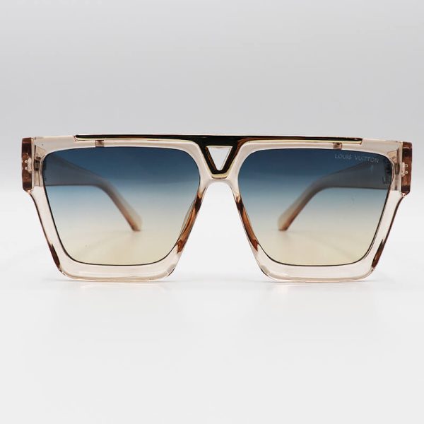 عکس از عینک آفتابی لویی ویتون با فریم عسلی، مربعی شکل و عدسی دو رنگ هایلایت مدل 9692