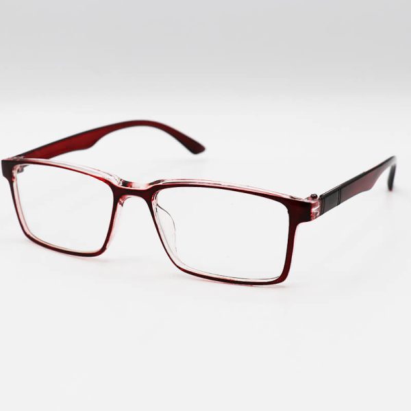 عکس از عینک مطالعه کریستالی قرمز رنگ، مستطیلی و از جنس کائوچو مدل 5931