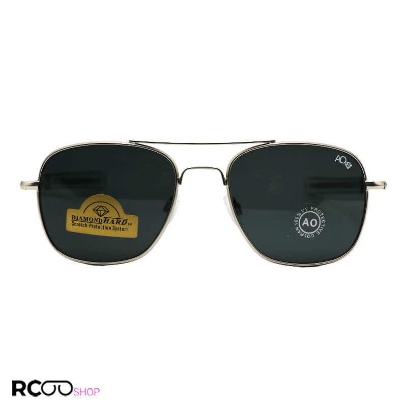 Silver-Avitator-Frame-And-Dark-Glass-Uv-Protection-Lens-American-Optical-Sunglasses-Model-Ao54-Si-1 عکس از عینک آفتابی امریکن اپتیکال ao با فریم نقره ای، فلزی، خلبانی کلاسیک و عدسی دودی مدل ao54