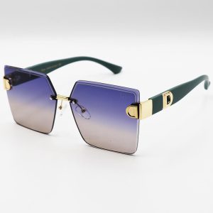 عکس از عینک آفتابی زنانه با دسته سبز، بدون فریم، مربعی شکل و لنز دو رنگ DIOR مدل 2242