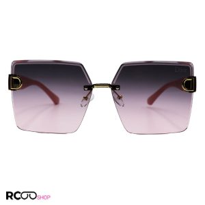 عکس از عینک آفتابی زنانه با دسته صورتی رنگ، فریم لس، مربعی و لنز دو رنگ dior مدل 2242