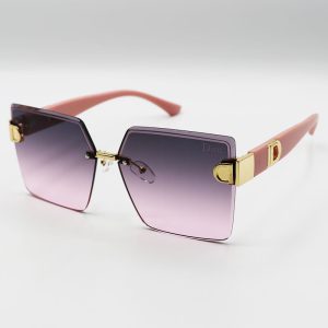 عکس از عینک آفتابی زنانه با دسته صورتی رنگ، فریم لس، مربعی و لنز دو رنگ DIOR مدل 2242