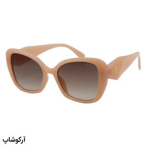 عکس از عینک آفتابی زنانه Prada با فریم چشم گربه‌ای، کرمی رنگ و عدسی قهوه‌ای سایه روشن مدل D22909